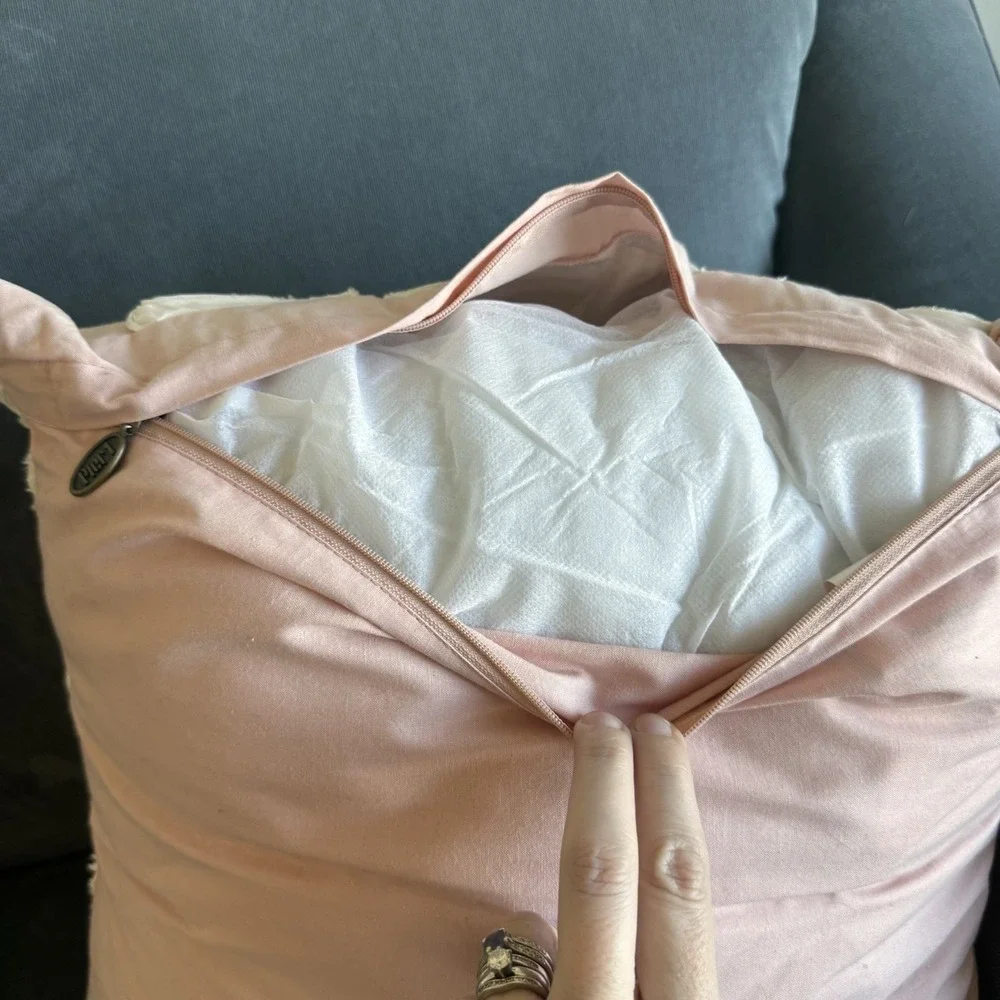 Pier 1 Imports Rose Pink Throw Pillow ~ Beautiful White Floral Flower 16